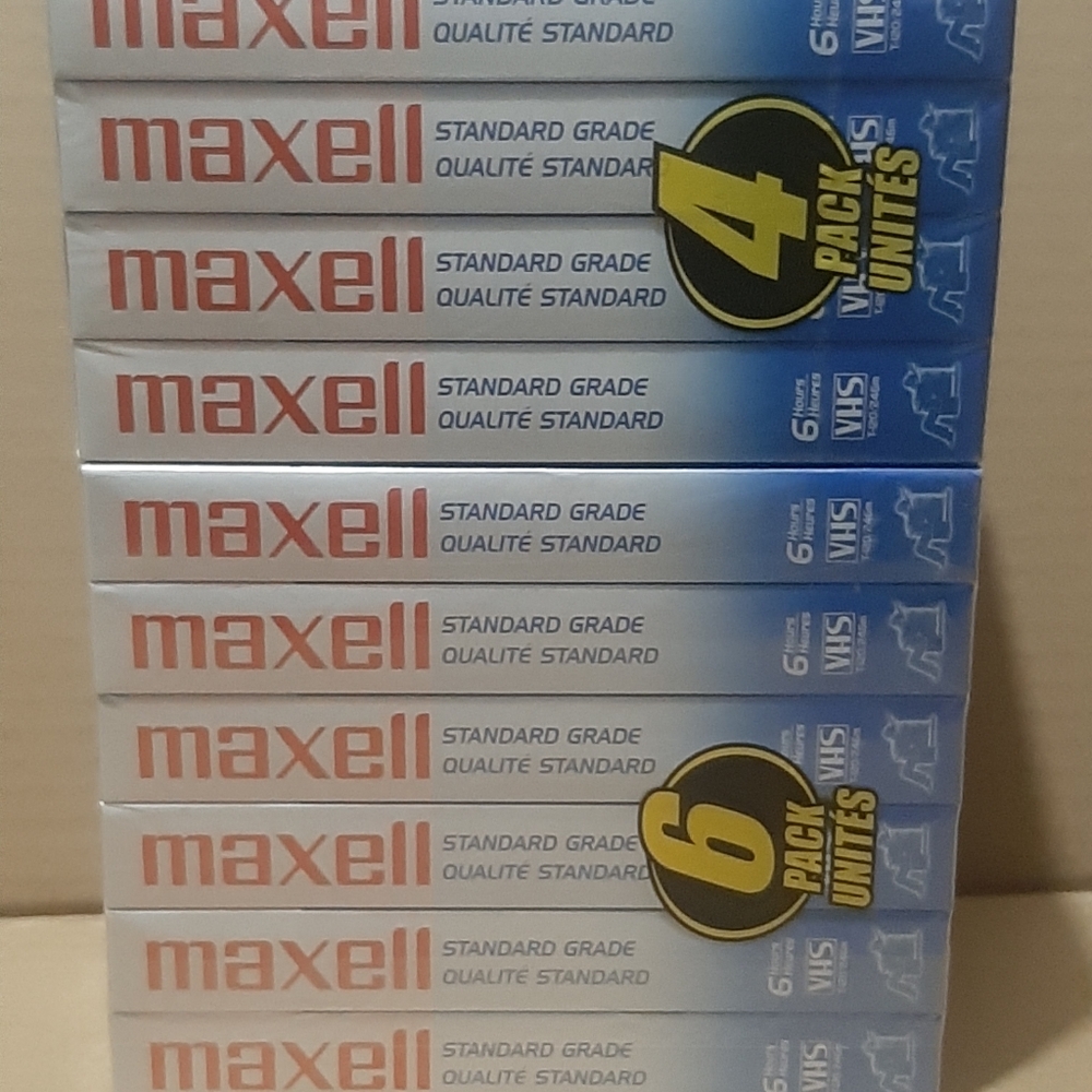 10 Maxell Sandard Grade 6 hrs Video Cassettes New